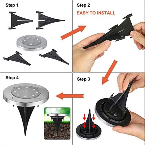 LYHOPE Solar Ground Lights Outdoor, 8 Pack 8 LED Solar Disk Lights Waterproof Garden In-ground Pathway Light Landscape Lighting for Lawn,Yard,Deck,Patio,Walkway (White) - Image 7