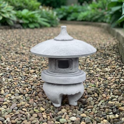 OLOMA Stone Yukimi Japanese Lantern Outdoor Sculpture Concrete Pagoda Garden Statue Asian Ornament Zen Garden Figurine Patio Porch Lawn Shrine Accent by OLOMA