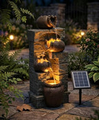 27'' Solar Powered Water Fountain Outdoor, Cascading Stones & Broken Earthenware Waterfall Fountain, Natural Relaxing Water Feature for Garden, Patio, Yard Landscape Decor - Image 2