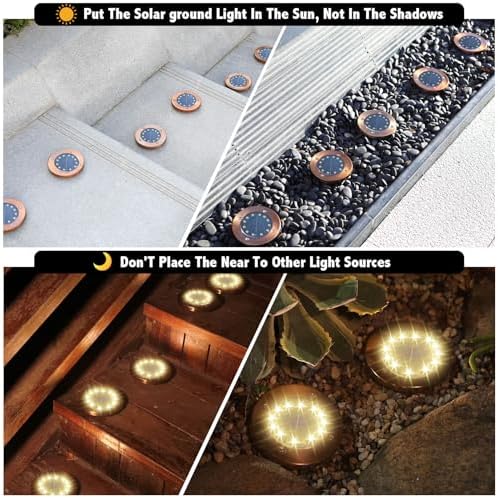 Solar Ground Lights Outdoor Waterproof Flat Garden Solar Disk Lights Floor - Image 3
