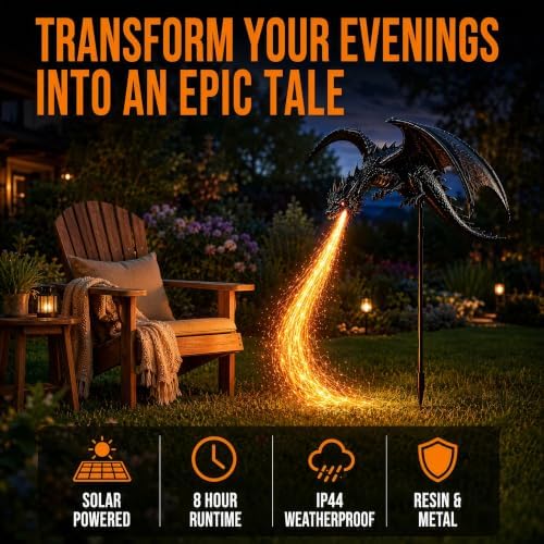 Solar Dragon Fire Garden Light,2027 New Gothic Winged Dragon Stake Light - Image 6