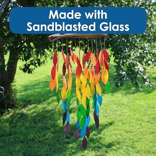 Deluxe Rainbow Waterfall Glass Wind Chime, Colorful Garden, 23.5 Inch - Image 3