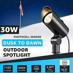 SUNVIE 30W 3000K LED Dusk to Dawn Flag Pole Spot Light Outdoor with Stake - Image 2