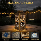 Solar Lantern Outdoor Garden Hanging Lantern Steaming Coffee Cup Abstract Brown Black Swirls Flowers Hearts Waterproof Solar Powered Lighting Outside Table Lamp for Patio Deck Yard Camping - Image 2