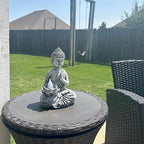 Solar Buddha Statue - Outdoor Zen Sculpture With Flickering LED Lotus Light - Waterproof Garden Decor Gift - 11.81 Inch - Image 4