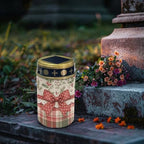Poceacles Christmas Solar Lights Outdoor Grave Candle for Cemetery Decoration Solar Outdoor Lights for Garden Lawn Backyard Pathway Decor, Christmas Bow Plaid Holly, 2 Pack - Image 3