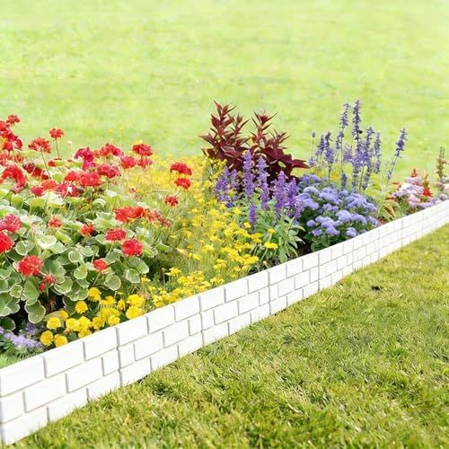 10 Pcs - Landscape Edging Faux Stone Garden Edging Border,17FT,7 in Tall Decorative Stone-Look Garden Border for Flower Bed Edging,Lawn,Landscaped Yard,Trees and Gardens,White - Image 5
