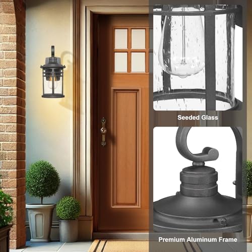Outdoor Wall Light 2 Packs, Outdoor Porch Lights Wall Mount Exterior Sconces Lighting Fixtures Waterproof Outside Lantern Lamp for House Front Porch Patio Garage Doorway Garden - Image 4
