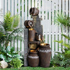 Outdoor Water Fountain 31.5" H Floor-Standing Cascading Garden Fountains, 6-Tiers Indoor/Outdoor Water Fountain with LED Lights for Garden Patio Backyard and Home by UTOASIS