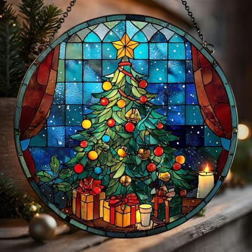 Christmas Tree Colorful Ornaments Hanging Acrylic Suncatcher - Image 5