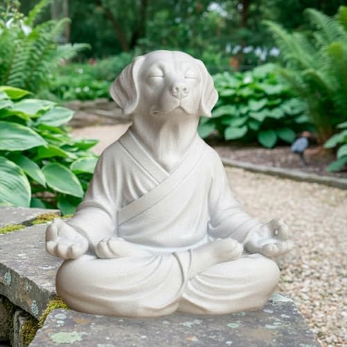 OLOMA Yoga Dog Garden Sculpture Heavy Concrete Stone Dog Statue Weather Resistant Outdoor Indoor Patio Decor Accent Feature for Entryway Display - Image 7