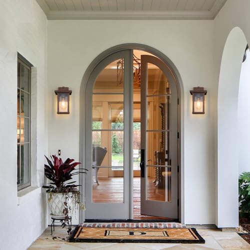 Outdoor Wall Sconce, Brown Outside Porch Light Fixtures Clear Glass - Image 7