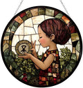 9.84 Inch Boho Memorial Day Painted Peace Rock Suncatchers for Windows Stained Glass Window Hangings Hand Painted Glass Panel Perfect for Home Decor by Unknown