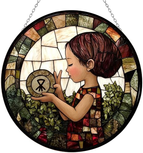 9.84 Inch Boho Memorial Day Painted Peace Rock Suncatchers for Windows Stained Glass Window Hangings Hand Painted Glass Panel Perfect for Home Decor by Unknown
