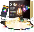 Flacchi Smart Outdoor Patio Lights - 46ft Smart S14 Christmas String Lights, Waterproof Shatterproof Bluetooth APP Remote Control Dimmable for Balcony, Backyard, Party, Holiday (RGB & Warm White) by Flacchi