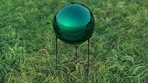 Lulu Decor, Light Green Stainless Steel Gazing Mirror Ball Size 12 with Stand - Image 2