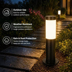 Outdoor Wired Bollard Light, Black Stainless Steel Cylinder Lamp - Image 5