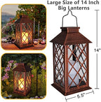 TAKE ME 14" Solar Lanterns Outdoor Garden Lantern Waterproof LED Flickering Flameless Candle Mission Lights for Table,Outdoor,Party - Image 4