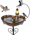 Solar Metal Heart Bird Bath for Outside, 48"H 14"Dia Removable Bowl,3.5 D by Fashionoda