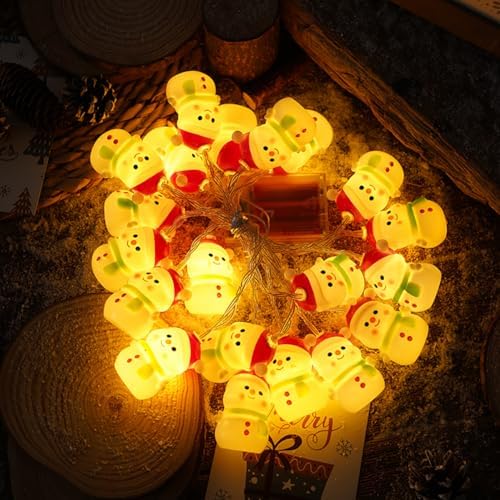 CAKERS Christmas Decor String Lights|Creative Cute Novelty Fairy Lights|Hanging Copper Wire Lights|Night Lights for Birthday Party Xmas Tree Decor,Christmas Snowman,3m(9.8ft)-20LED-USB - Image 4