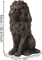 20.5" Brown Lion Statue, Resin Guardian Sculpture, Outdoor Yard Decor for Villa Garden Patio Entrance, Patriotic Independence Day Ornament, Animal Sculpture for Home Decor - Image 4