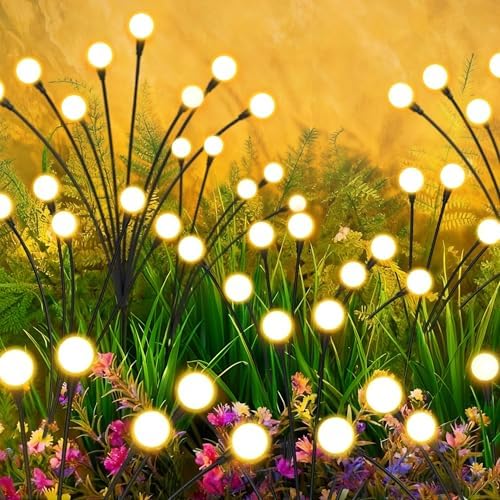 Solar Lights Outdoor-8Pack 64LEDs Solar Garden Firefly Lights Outside,Solar Powered Light Outdoor and Garden Decorative IP65 Waterproof,Yard Patio Pathway Decor,Gardening Gifts for Women,Warm White by Unknown