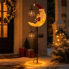 Christmas Santa & Snowman Moon Solar Garden Stake Light for Outdoor Decor - Image 2