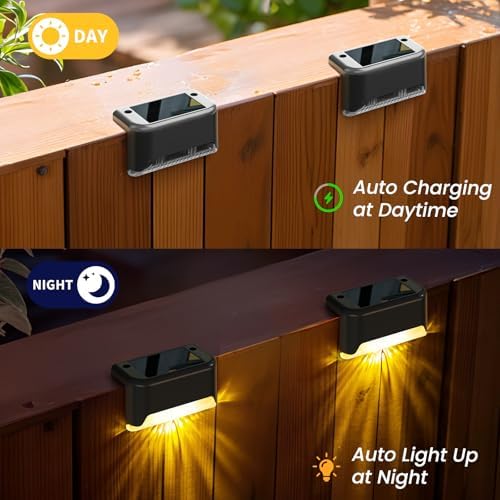 APONUO Solar Deck Lights 16 Pack, Solar Lights Outdoor Waterproof Led Solar Step Lights for Outside Stairs,Fence,Backyard,Patio（Warm White） - Image 3