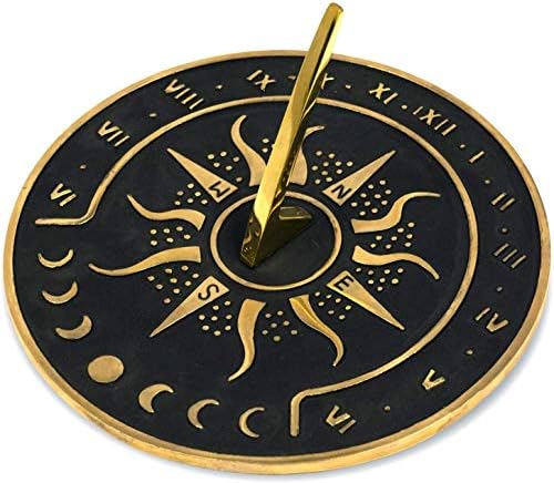 Nautical-Mart Brass Garden Sundial Clock - 8.5” Diameter Sundial Clock with Polished Brass Highlights by NauticalMart
