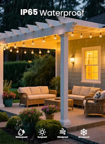 Outdoor String Lights, 50FT 25 LED Bulbs String Lights, IP65 Waterproof Connectable G40 Outside Patio Light for Backyard Porch Balcony Garden Decor Christmas Camping Gazebo - Image 2
