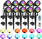 10W RGBW LED Landscape Lights Spot Lights Outdoor for Yard Garden Decor Spotlight, Landscape Lighting with 16 Color Changing and Remote IP68 Waterproof (10) by Agdjasa