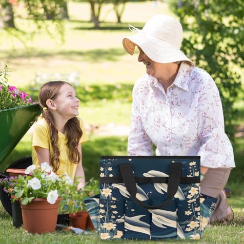 Dolphin Garden Tool Bag Organizer Heavy Duty Sea Ocean Theme Gardening Tote Bag with 10 Pockets for Women Men Gardening Gifts - Image 6