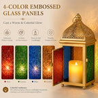 TRIROCKS 12 Inch Gold Moroccan Candle Lantern, Metal Hanging Candle Holder - Image 4