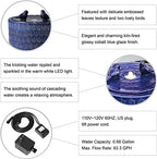 Glitzhome 14.75”H Outdoor Ceramic Garden Water Fountain with LED Lights and Pump, Two Birds Embossed Leaf Pattern Patio Fountain Floor Standing Bird Bath Fountains for Porch Deck Backyard, Cobalt Blue - Image 6