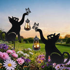 Black Cat Solar Lights Outdoor, 2 Pack Cat Garden Decor by CabyGift