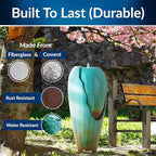 Alpine Corporation 33" Tall Outdoor Antique Jar Water Fountain, Vintage Cascading Design with LED Lights, Garden, Patio & Yard Decor, Turquoise - Image 3