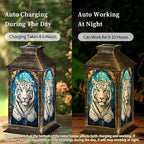 Solar Lantern Stained Glass White Tiger Green Eyes Wildlife Artwork Outdoor Waterproof Hanging Solar Light Outside Lights for Patio Yard House Lawn Decor Birthday Gifts for Women Mom - Image 4