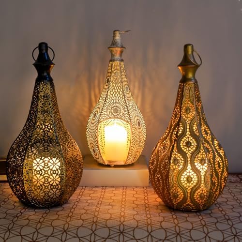 Candlestick Candle Barrels Moroccan Style Retro Lanterns Projection Lights Hollowed-Out Decorations Home Ramadan Hanging Outdoor Indoor Courtyard Porch Festival Weddings - Image 5