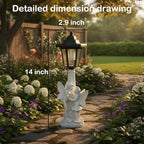 Fairy Couple Solar Lantern Garden Statue, White Resin - Image 5