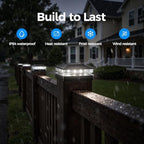 Solar Post Cap Lights, 6500K Cool White IP65 Waterproof Solar Powered Fence Light for 4x4 Wood Post & 5x5 Vinyl Fence, Deck Patio Garden Yard Outdoor Landscape Lighting, ABS Material (Black, 16pack) - Image 3