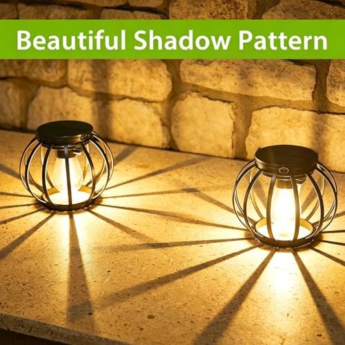 4Pack Solar Hanging Lanterns Outdoor Waterproof Metal Solar Lanterns with Hook, Bright Warm LED Hanging Lights Auto On/Off for Yard Garden Patio Porch Balcony Pathway Outdoor Decor (4) - Image 2