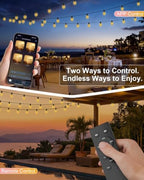 GLUROO Outdoor String Lights 100FT, Smart APP & Remote Control Dimmable Patio Lights with Timer, Plug in LED String Lights 2700K Warm White for Outside Backyard, Yard, Gazebo, Deck, Porch - Image 4