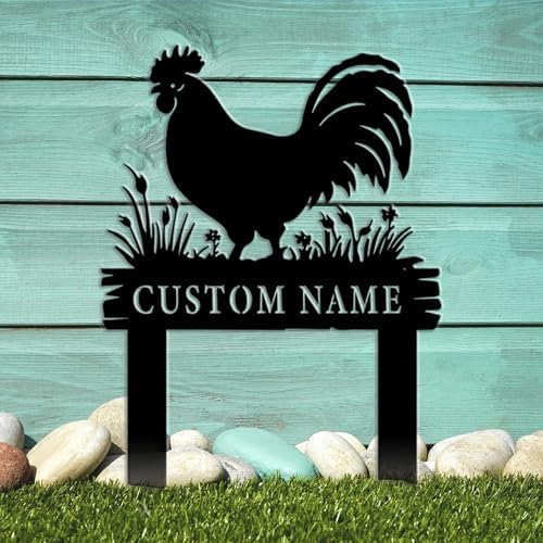Iron Rooster Garden Stake,Personalized Name Plaque Sign,Chicken Coop Sign,Custom Metal Yard Art for Outdoor Decor, Rustproof Lawn Ornament, Farmhouse Insert Sign for Garden & Patio - Image 5
