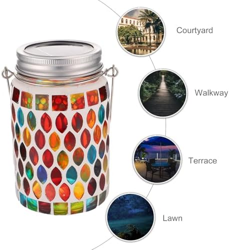 Outdoor Solar Lamp Ornament Hanging Glass Garden Light Lantern - Image 5