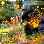 2 Pack Sunflower Solar Watering Can Lights, Solar Lights Outdoor Waterproof - Image 4