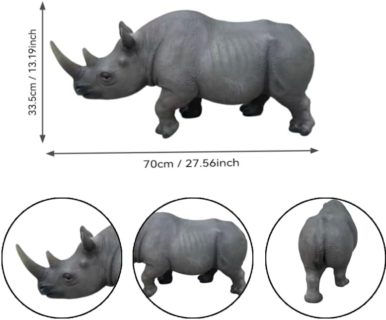 27.5" Large Realistic Rhinoceros Garden Statue Resin Sculpture - Image 2