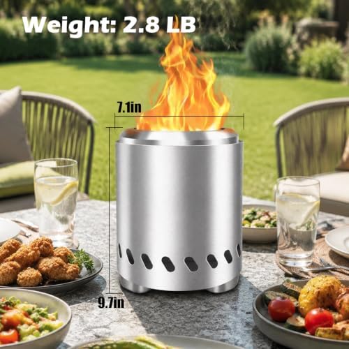 Tabletop Fire Pit, VivaGarden Smokeless Firepit Outdoor & Patio, Safe Burning Portable Mini Table Top Firepit with Carry Bag (Silver, 9.7H x 7.1D) - Image 4
