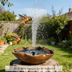 Ceramic Birdbath Solar Fountain, 12.5-Inch Heavy Duty Ceramic Bird Bath Bowl for Outdoor Water Fountain, Wildlife Drinking Station & Ground Feeder, Garden Patio Décor - Image 2