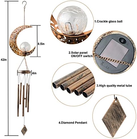 Outdoor Moon Light Wind Chimes, Mom Gift Moon Gifts, Mother Decor, Garden Gifts, Sympathy Wind Chimes Outdoor for mom, Grandma, Memorial Wind Chime. - Image 4