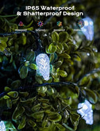 Brightown White Solar Operated C6 Strawberry String Lights, 22.64ft 50 LEDs White LED Christmas Fairy Lights, Solar Christmas Lights Outdoor, Christmas Decorations for Christmas Tree, Garden Decor - Image 3
